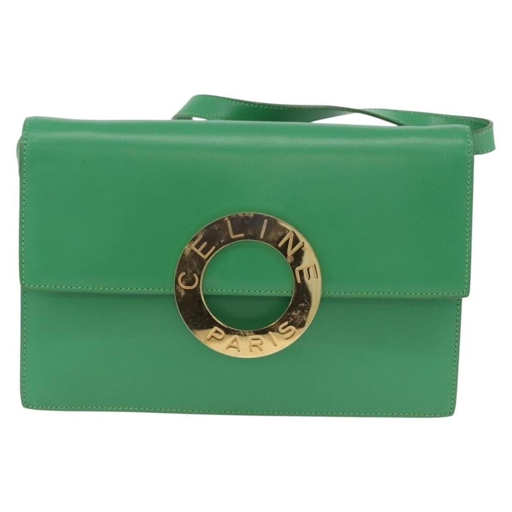 Celine Leather Circle Shoulder Bag Green